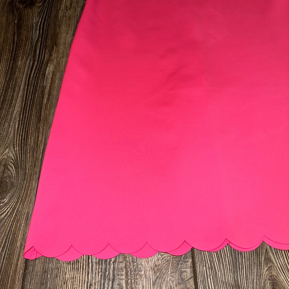 Lilly Pulitzer Mikayla Pink Scallop Scuba Sleeveless V-Neck Shift Dress Medium - Picture 8 of 10